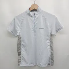 ◇ ⊂ montbell モントベル ワンポイント 半袖 ハーフジップカットソー サイズ150 ライトブルー系 キッズ E  【1507280009857】