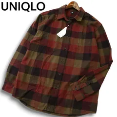 【新品 未使用】 UNIQLO ユニクロ 秋冬★ 長袖 チェック フランネル シャツ Sz.L メンズ