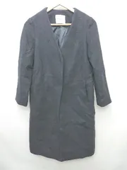 ◇ URBAN RESEARCH DOORS アーバン リサーチ ドアーズ ノーカラー ウール混 長袖 コート サイズOne ブラック レディース P  【1403110017095】