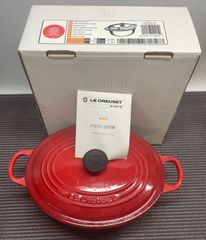 ◇ Le Creuset ココット オーバル 25cm チェリーレッド 【キズ・シミ汚れあり/使用感ふつう】 両手鍋 調理器具 ル・クルーゼ / 中古