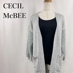CECIL McBEE　セシルマクビー　M　グレー　ライトアウター　上着　シャギーニット　ロングカーディガン　羽織　ドロップショルダー　長袖ニットカーディガン 3306
