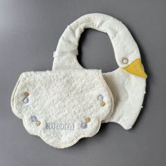 あひるのスタイ 刺繍 汗取りパッド パット タオルセット イエロー ハンドメイド ベビー 出産祝い オーガニックコットン