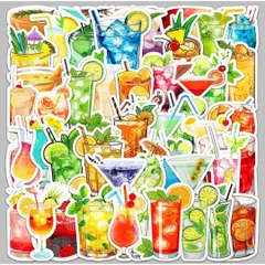シールジュース飲み物カクテル可愛いカラフルお洒落リゾートまとめ売りデコレーション