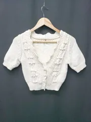 ◇ ⊇ SeaRoomlynn シールーム リン コットン混 半袖 ニット カーディガン サイズF アイボリー系 レディース E  【1506250004847】