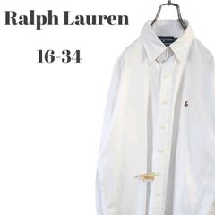 Ralph Lauren ラルフローレン 長袖ボタンダウンシャツ ホワイト 白 ポニー刺繍  メンズ XLサイズ相当