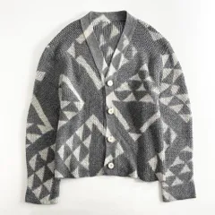 71g3 《美品》 KHOKI コッキ Washi knit cardigan 和紙 ニット カーディガン 総柄 羽織 22SS-K-03 1 グレー メンズのサムネイル