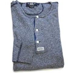 傑作】新品 RRL INDIGO HENLEYNECK KNIT ダブルアールエル インディゴ