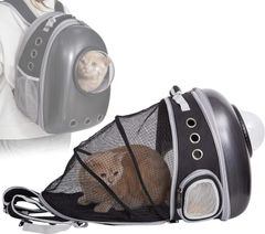 猫 キャリー リュック 宇宙船 拡張 カプセル 猫 キャリーバッグ リュック ペットキャリー 耐荷重7Kg 犬 猫 リュック ハード お出かけ お散歩 避難グッズ(ブラック)