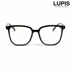 伊達メガネ ダテメガネ メガネ レディース スクエア 大きめ BIG 黒縁 黒ブチ シンプル ルピス s22