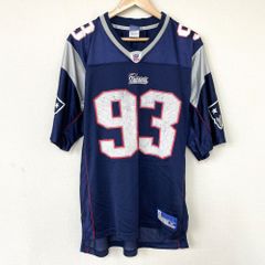 リーボック Reebok NFL ニューイングランド ペイトリオッツ New England Patriots メッシュ フットボールジャージ 半袖 ロゴ プリント サイズ：M ネイビー×グレー