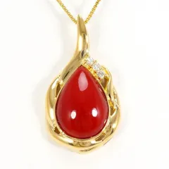 K18YG　ネックレス　NECKLACE　サンゴ　ダイヤ　0.05　総重量約3.8g　約40cm