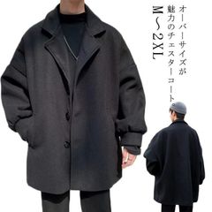 コート メンズ 冬 チェスターコート ロング ビッグシルエット オーバーサイズ コート 大きいサイズ メンズ アウター メルトン コート チェスターコ zz010420374a35