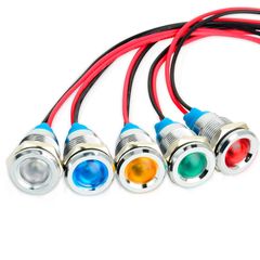 DC 12-24V 10mm LED 防水インジケータライト YFFSFDC パイロットライトシグナル インジケータ（５色セット）