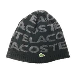 LACOSTE ラコステ ロゴ ニット帽 ウール混 ブラック FREEサイズ【中古】 ユニセックス