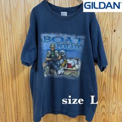 【古着】GILDAN(ギルダン)半袖Tシャツ L 紺色 アメカジ フィッシング US古着