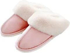 S&E スリッパ ファー ルームシューズ 滑り止め あったか かわいい おしゃれ ふわふわ 無地 もこもこ medium( ピンク,  M)