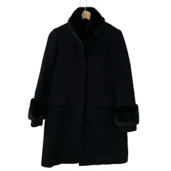 イタリア製*Blumarine*ブルマリンロングコートフェザー襟 黒 38