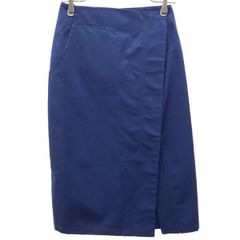未使用 ユニクロ プラスジェイコラボ コットンリネンラップスカート 58 ネイビー UNIQLO +J レディース 【中古】  【230429】