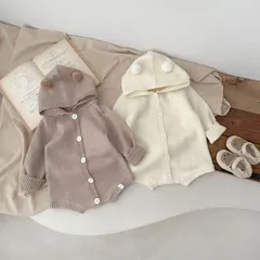 【66～80】韓国子供服　海外子供服　キッズ　ベビー服　くまロンパース　カバーオール　ニット　着ぐるみ