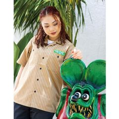 ラットフィンク Rat Fink ストライプ ショート スリーブ ワークシャツ 正規品