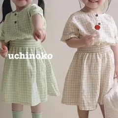 ギンガムチェックワンピ  100サイズ  グリーン  韓国  子供服  ベビー