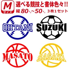 ロゴ風2 かっこいい! Mサイズ３枚 お好きな文字・競技で ステッカー シール 選べる書体とカラーとサイズ　水筒  ツルツルしたクーラーボックス 車 野球 バスケ サッカー バレー  ステッカー シール