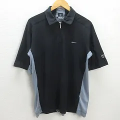 H■ナイキ/NIKE GOLF ハーフジップ 半袖ポロシャツ 速乾ウェア【M】黒/MENS■62【中古】