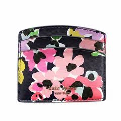 ケイトスペード KATE SPADE カードケース パスケース PVC 花柄 ロゴ金具 紺 ネイビー マルチカラー ■GY18 /MQのサムネイル