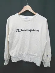 ◇ ⊆ Champion × earth music&ecology コラボ ロゴ 長袖 トレーナー サイズL アイボリー レディース E  【1506180005976】