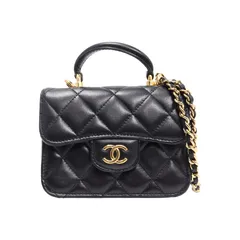 CHANEL シャネル トップハンドル フラップコインパース AP2200 ミニミニマトラッセ ショルダーバッグ ラムスキン ブラック ゴールド金具 31番台