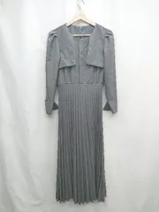 ◇ ⊂ Olu. オルドット プリーツ 長袖 ロング丈 ワンピース サイズF グレー レディース E  【1504210016718】