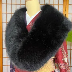 L068 フェイクファーショール　黒　ブラック