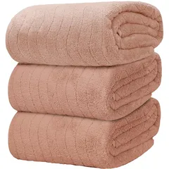 バスタオル [HOSUR 3枚セット ブラウン] ふわふわ 大判 吸水速乾 ホテル仕様 柔らか肌触り エステ 業務用 サロン お風呂上がり耐久性 バス用品 0