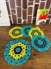 【252】レース編み　ミニドイリー＆コースターセット