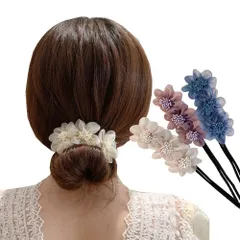 デフトバン お団子ヘア メーカー シニヨン 簡単グッズ 3点セット 可愛い ワイヤー 花型 リボン ヘアアクセサリー ヘアアレンジ ヘアバンド まとめ髪 髪飾り 髪留め レディース 大人 子供