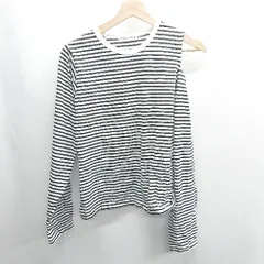 ◇ ⊂Φ UNITED ARROWS 綿 肩だし ボーダー柄 長袖 Tシャツ サイズ表記なし ホワイト ブラック レディース E  【1410100033201】