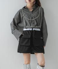 夢展望公式 [新品未使用] 配色カラーバルーンミニスカート [ブラック] 他カラー別ページ有 bohmal スカート 台形（ミニ） 535799-02
