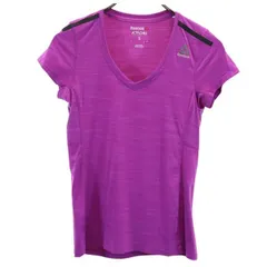リーボック スポーツ Vネック ロゴプリント トレーニングウェア S 紫系 Reebok 半袖Tシャツ レディース 【中古】  【230528】 メール便可のサムネイル