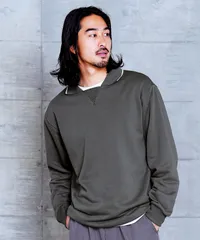 新品 未使用 JIGGYS SHOP(ジギーズショップ)襟付きスウェット クルーネックトレーナー 217800 チャコールグレー