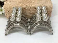 and.A がま口 口金 6.5ｃｍ ミニサイズ 8個セット あめ玉 丸型 縫付 ハンドメイド リメイク( シルバーｘパール)