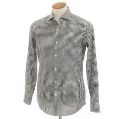 【中古】サイコバニー Psycho Bunny International Gallery BEAMS別注 コットン ギンガムチェック ワイドカラー カジュアルシャツ ブラックxホワイト【サイズM】【メンズ】