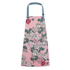 【特売】[SFTRADE] エプロン 女性用 首掛け 北欧風 花柄シンプル 防水 大容量ポケット 汚れにくい シワ防止 料理教室用 カフェ 保育士