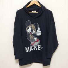 大きいサイズ◎【Disney】ディズニー パーカー トップス アメカジ カジュアル ストリート ダンス スポーツミックス スポーティー Mickey ミッキーマウス ビンテージ ヴィンテージ レトロ 80s 90s ブラック レディース 4L/ M8697jk