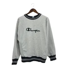 90年代 USA製 Champion チャンピオン リバースウィーブ ロゴ スウェット トレーナー ラインリブ グレー (メンズ X-LARGE) 中古 古着 P5551