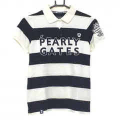 パーリーゲイツ 半袖ポロシャツ ネイビー×白 ボーダー 30周年 レディース 1(M) ゴルフウェア 非売品 PEARLY GATES