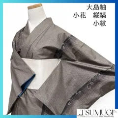 小紋　大島紬　縦縞　唐草　小花　抽象模様　着物　093a d