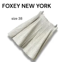 FOXEY NEW YORK フォクシーニューヨーク オフホワイト チェック柄 フレアスカート レーヨン55% ポリエステル36% ナイロン9% 日本製 38 Mサイズ相当 レディース 0000499OC