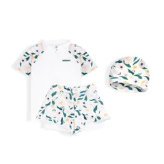 ☆ ホワイト ☆ 12A(140cm) ☆ 水着 女の子 上下セット おしゃれ キッズ 水着 女の子 上下セット セパレート スイムウェア キッズ水着 ラッシュガード みずぎ 子供水着 フリル 半袖 柄 こども 子供 子ども 上下 水遊び ビーチ 海 ガールズ