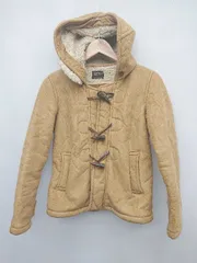 ■ CIAOPANIC チャオパニック 裏ボア スウェード調 長袖 ダッフル コート サイズF キャメル レディース P  【1308240013347】