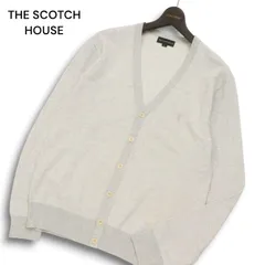 THE SCOTCH HOUSE スコッチハウス 通年 ロゴ刺繍★ コットン カーディガン Vネック Sz.L メンズ 灰 グレーのサムネイル
